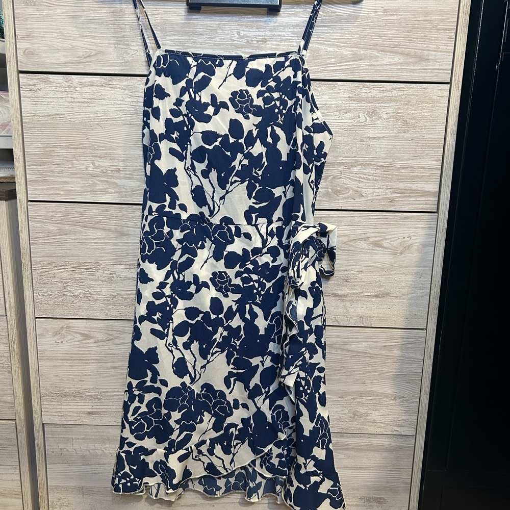 floral print knot side dress, elegant square neck sleeveless size xl - Picture 2 of 6